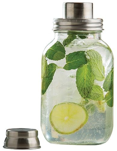 Tablecraft Mason Jar Bar Shaker With Metal Top -- 4 Per Case