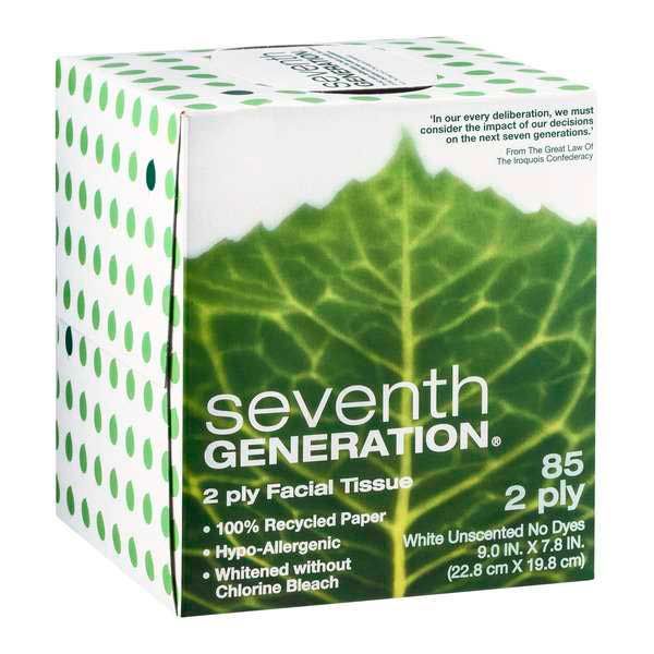 Seventh Generation 2 Ply Facial Tissue 100 Percent Recycled, 85 Tissues Per Box -- 36 Per Case