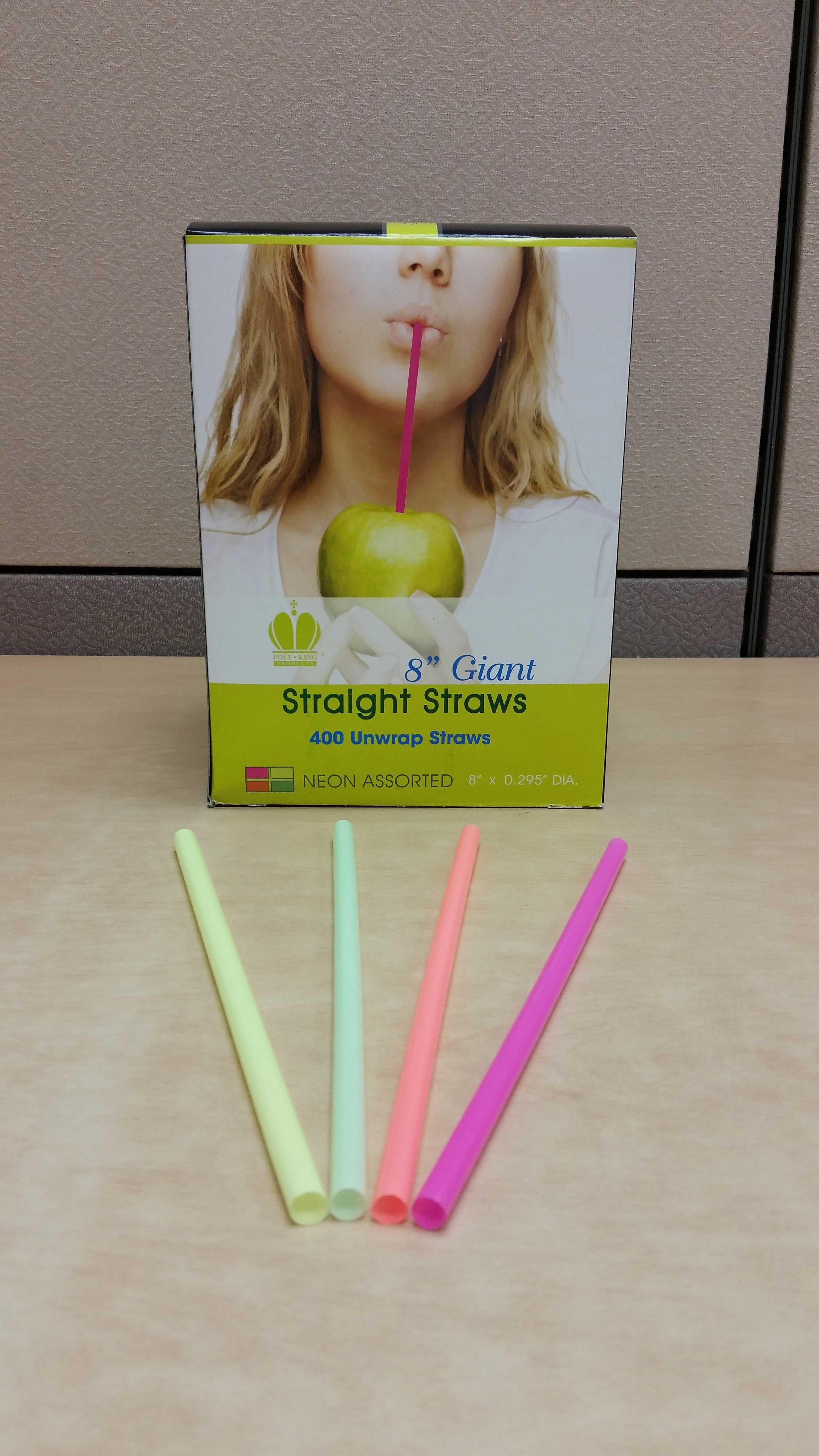 Goldmax Unwrapped Neon Giant Straw, 8 Inch -- 2400 Per Case
