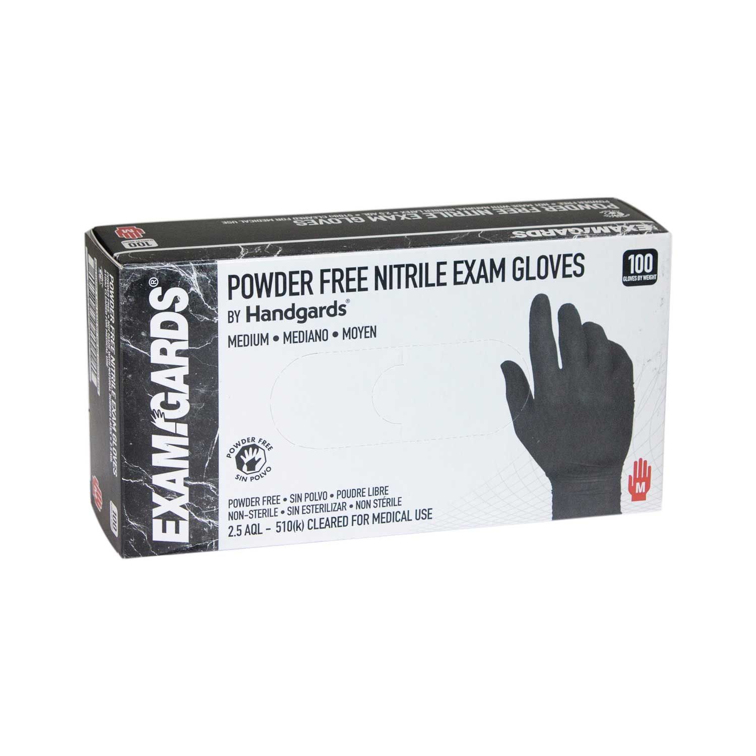 Examgards Black Medium Nitrile Disposable Gloves -- 1000 Per Case