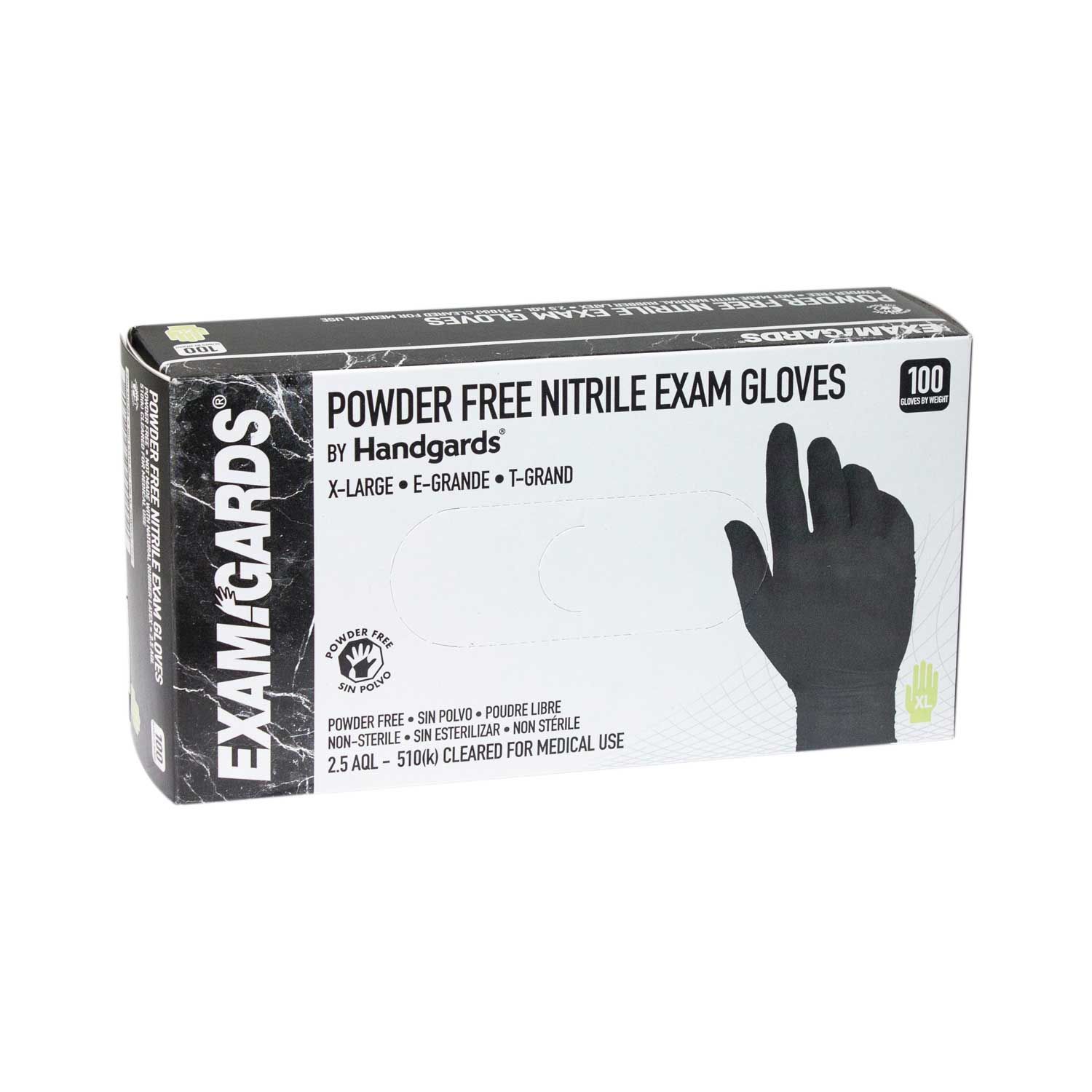 Examgards Black Extra Large Nitrile Disposable Gloves -- 1000 Per Case