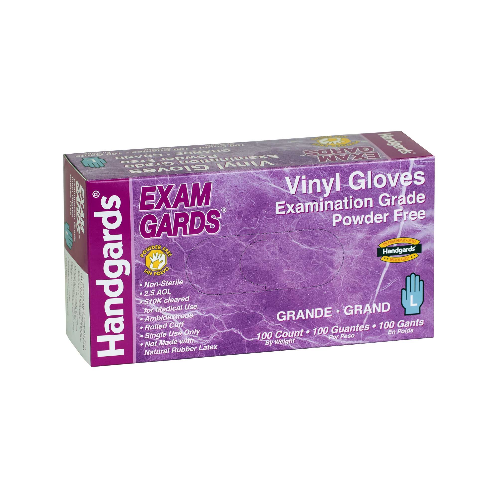 Handgards Large Clear Vinyl Exam Grade Disposable Glove -- 10 Per Case