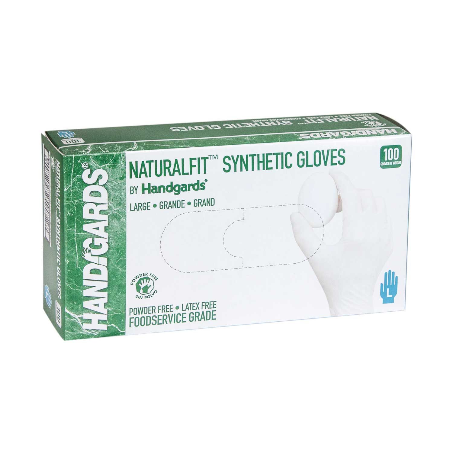 Handgards Large Powder-free Naturalfit Synthetic Disposable Glove, 100 Count -- 4 Per Case