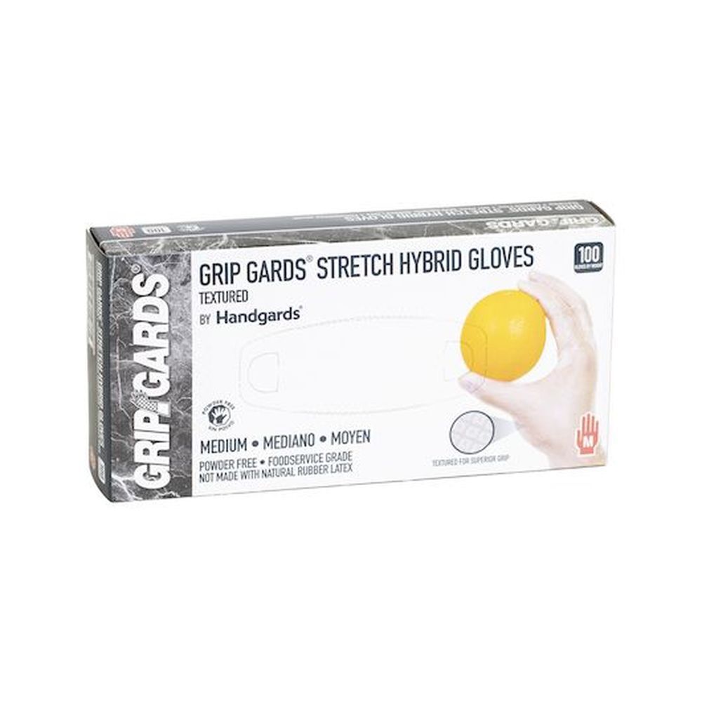 Raising Cane's Clear Medium Powder Free Stretch Hybrid Glove, 100 Count -- 10 Per Case