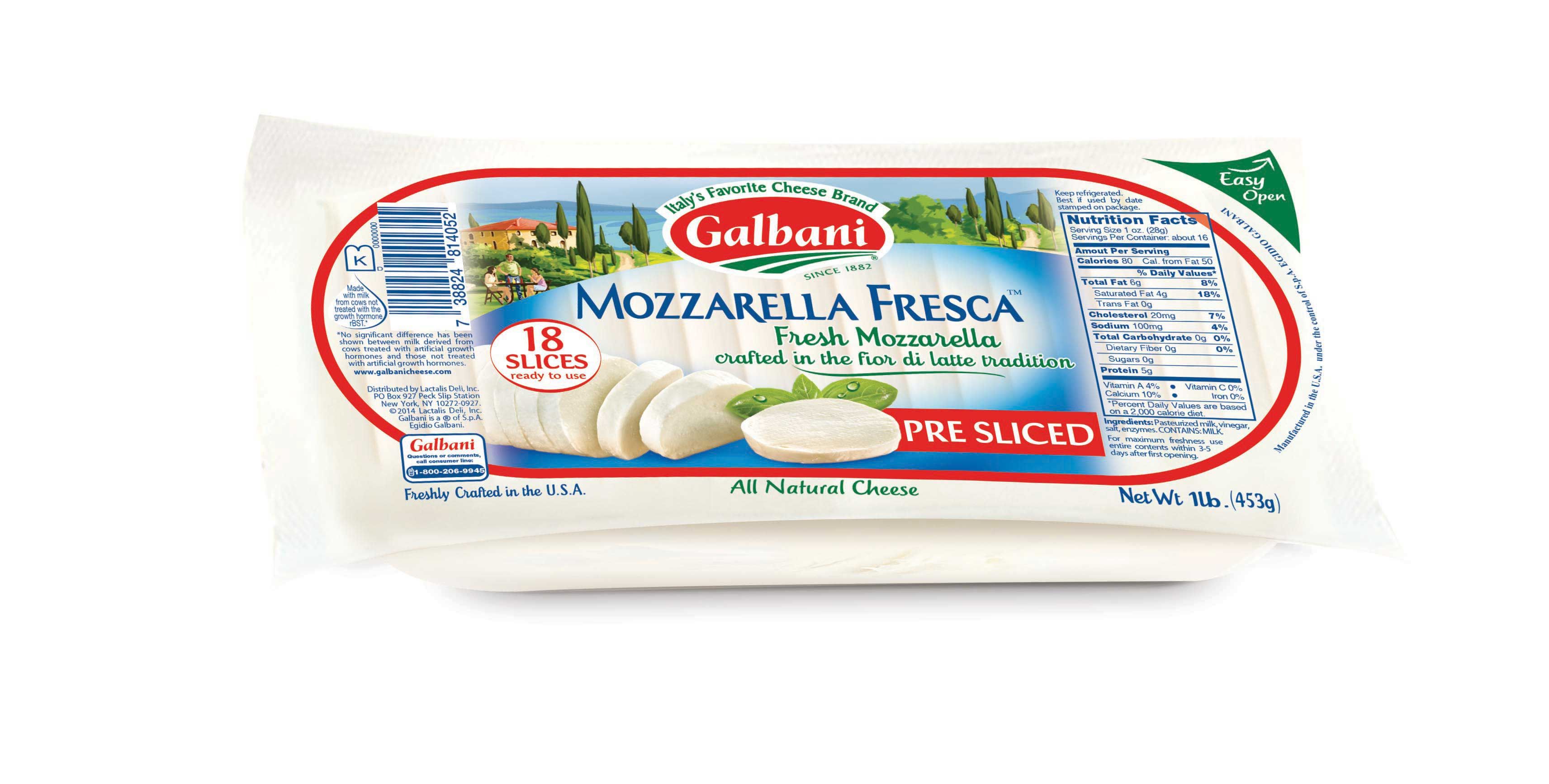 Galbani Fresh Mozzarella Cheese Pre-sliced Log, 16 Ounce -- 6 Per Case