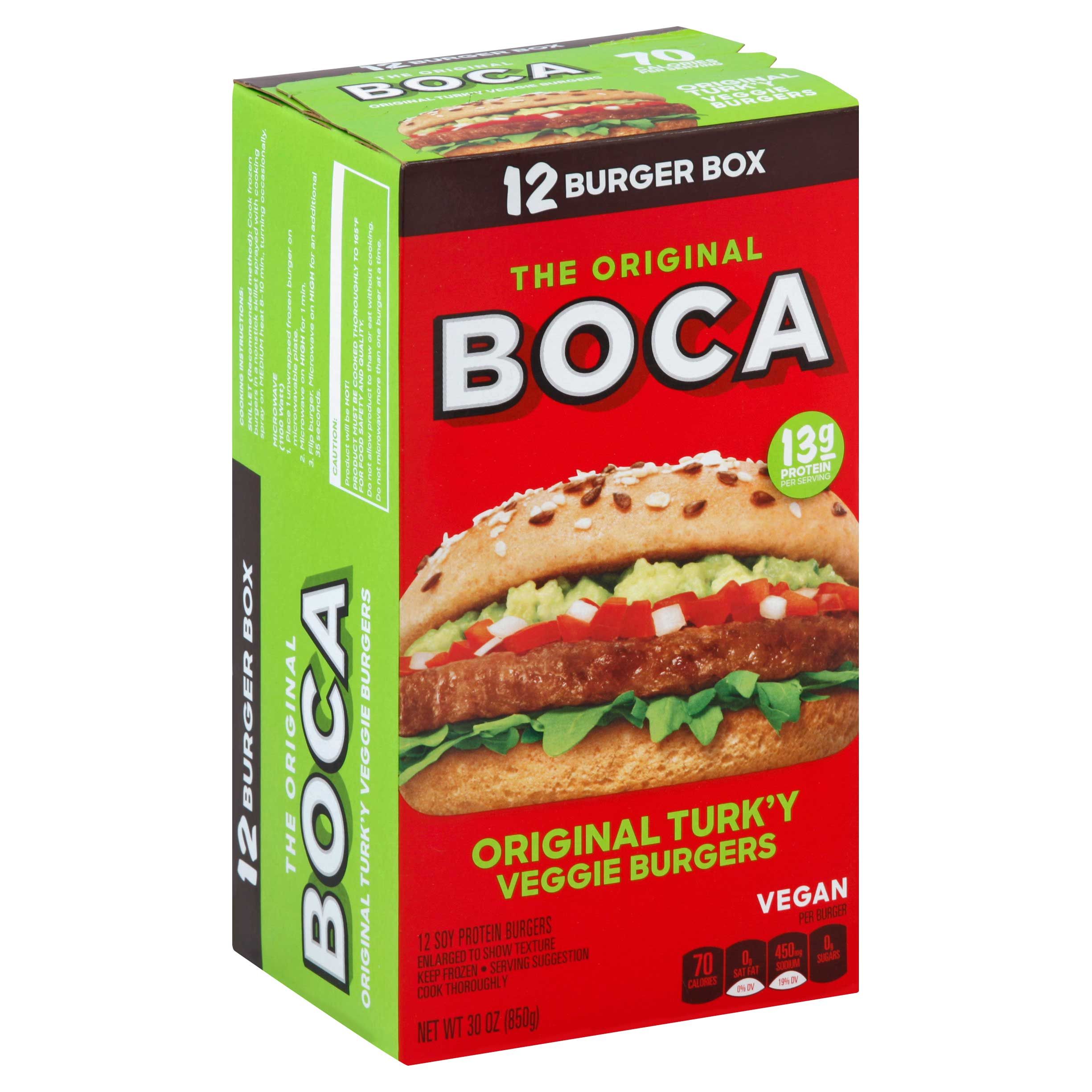 Boca Original Vegan Meat Alternate Burger, 30 Ounce -- 6 Per Case