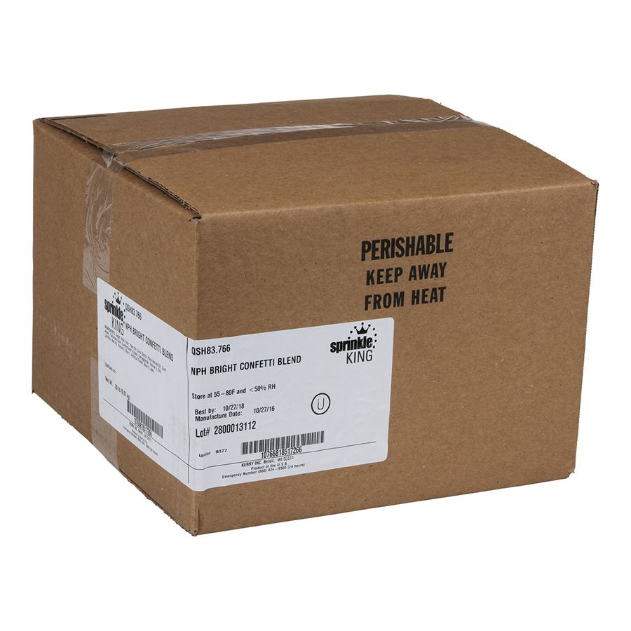 Sprinkle King Bright Confetti Blend Non Partially Hydrogenated Decorettes, 5 Pound -- 4 Per Case