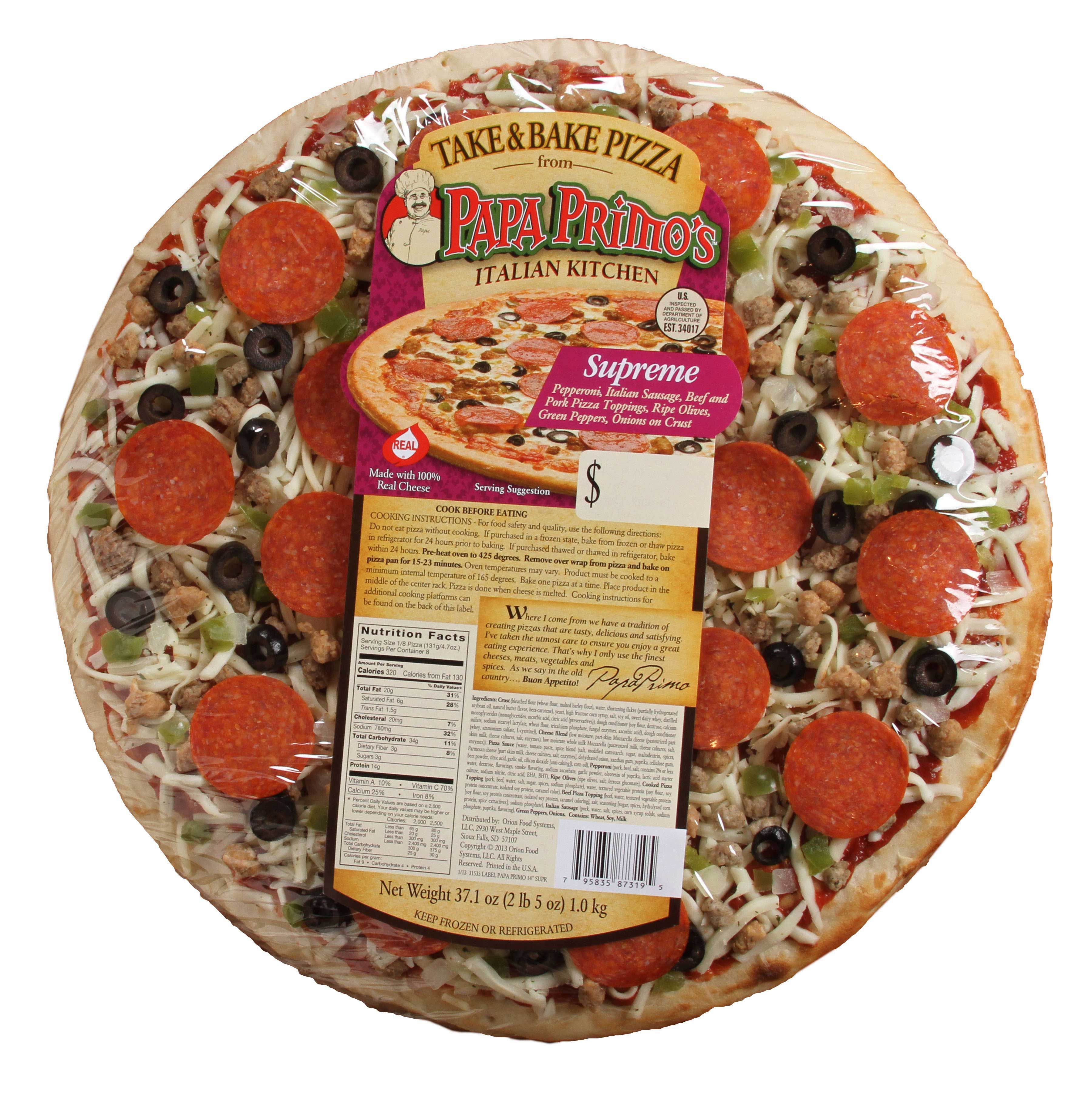 Papa Primo's Large Supreme Pizza, 2.3 Pound -- 6 Per Case