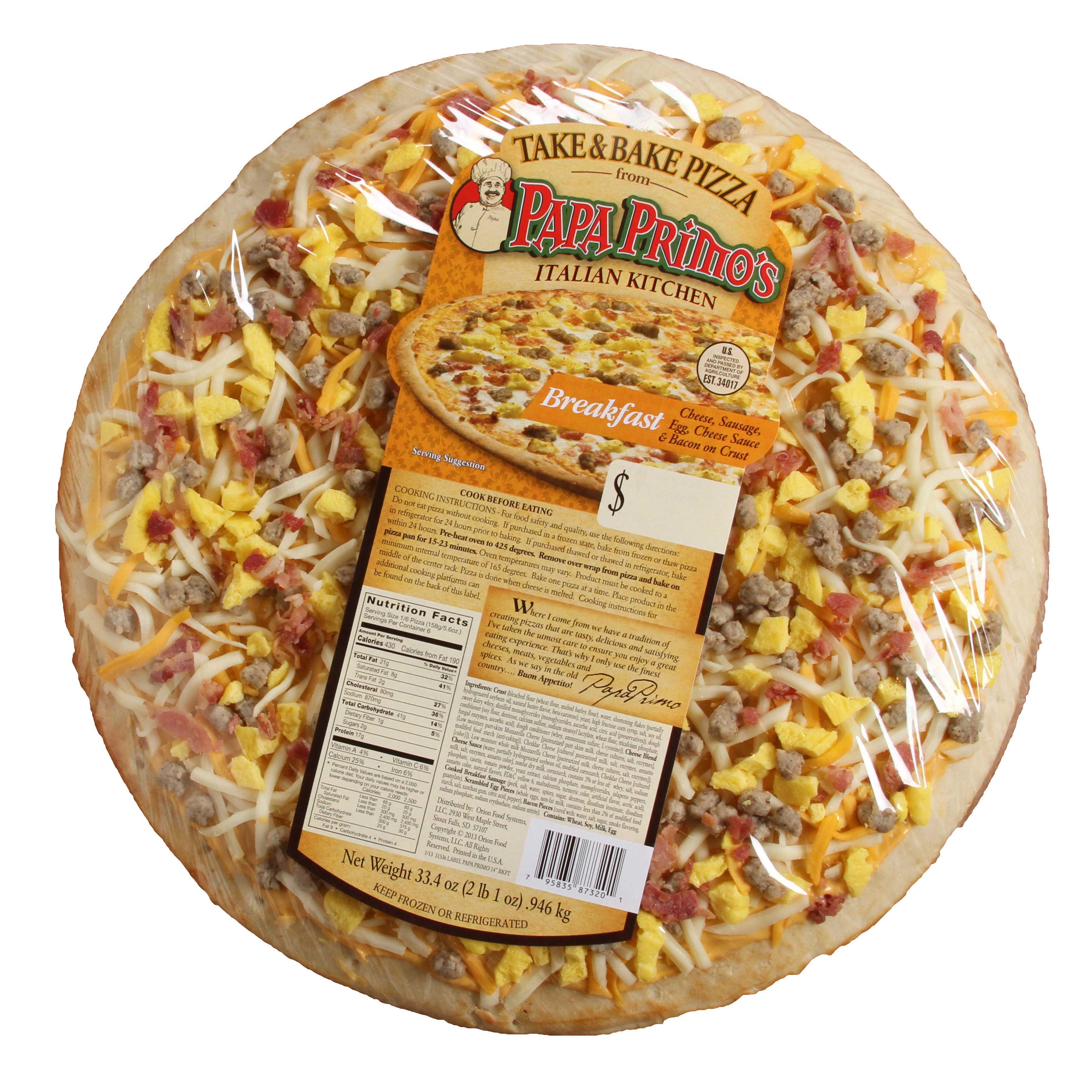 Papa Primo's Large Breakfast Pizza, 33.4 Ounce -- 6 Per Case