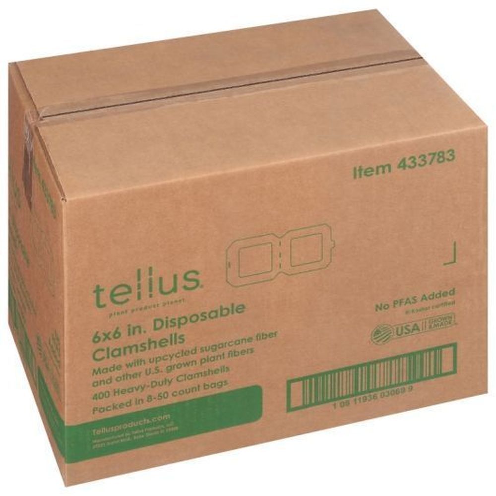 Tellus 6 X 6 Inch Disposable Clamshell, 8 Count