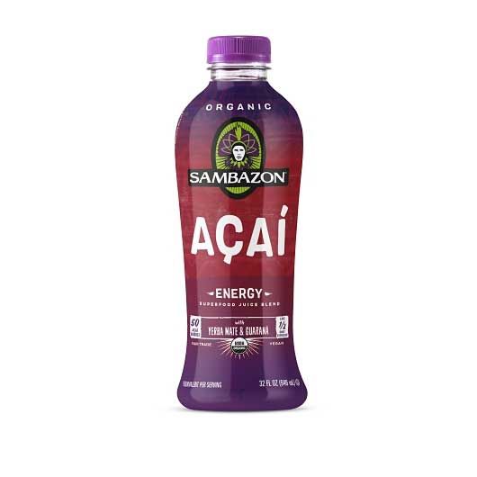 Sambazon Organic Acai Berry Plus Yerba Mate Plus Guarana Energy Superfood Juice Blend, 32 Fluid Ounce -- 6 Per Case