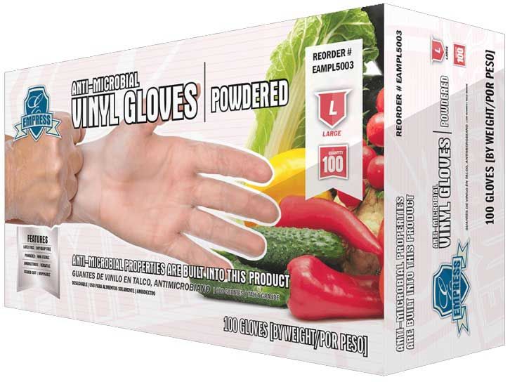 Empress Large Powdered Disposable Vinyl Gloves, 100 Count -- 10 Per Case