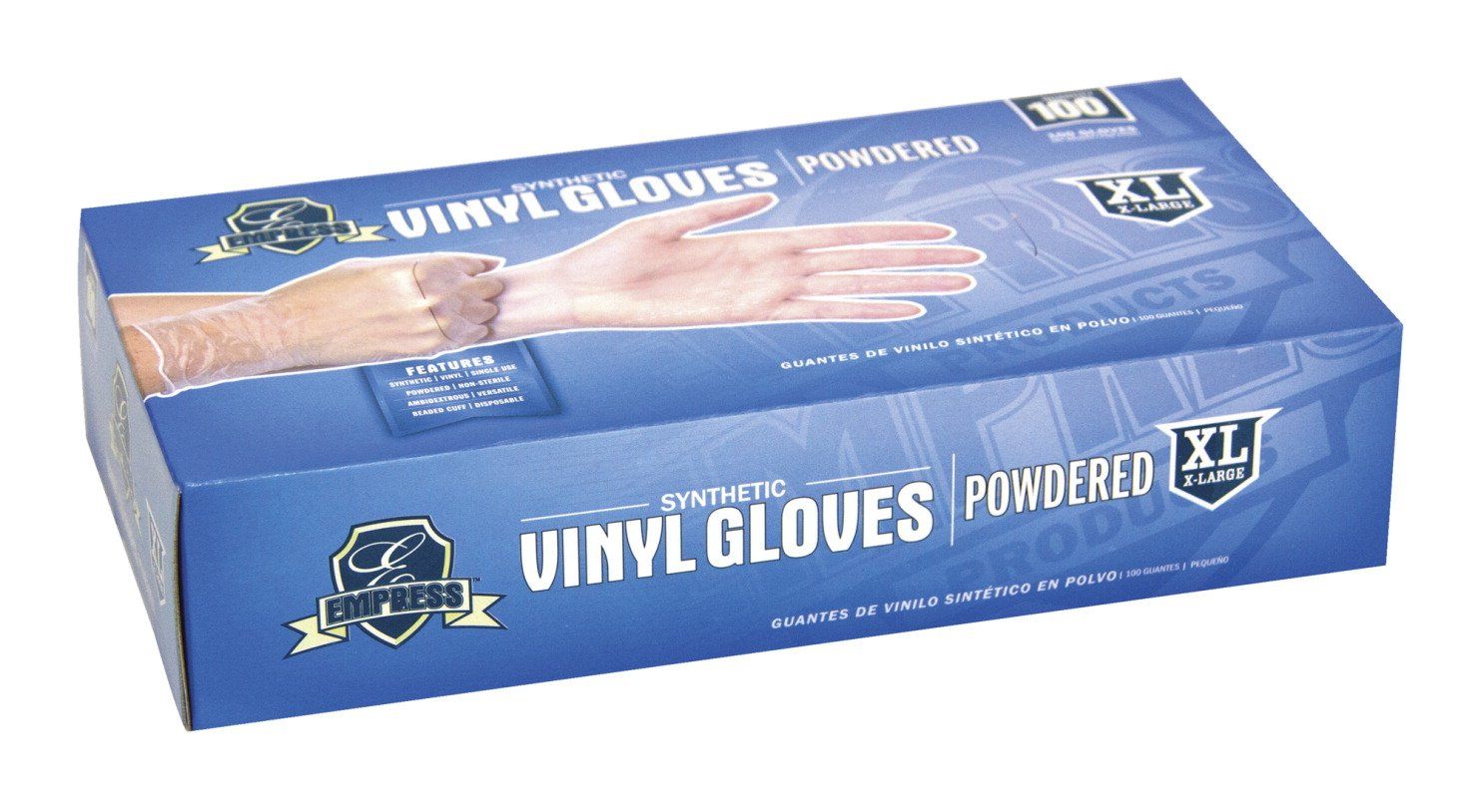 Empress Extra Large Powdered Disposable Vinyl Gloves, 100 Count -- 10 Per Case