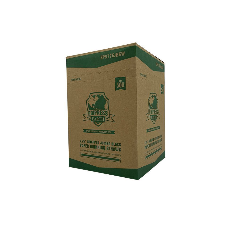 Empress Earth Black Jumbo Wrapped Paper Straw, 7.75 Inch -- 2000 Per Case