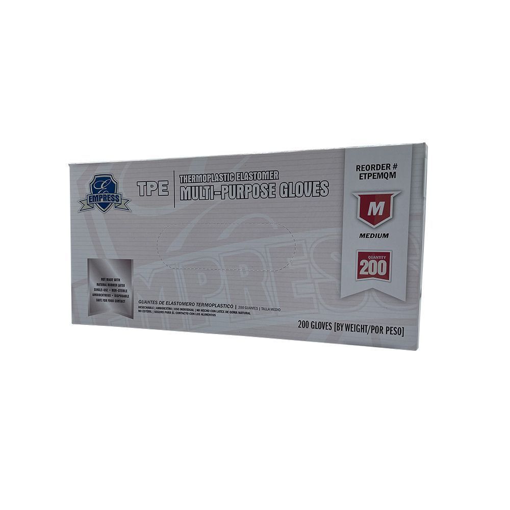 Empress Clear Medium Thermoplastic Elastomer Gloves -- 2000 Per Case