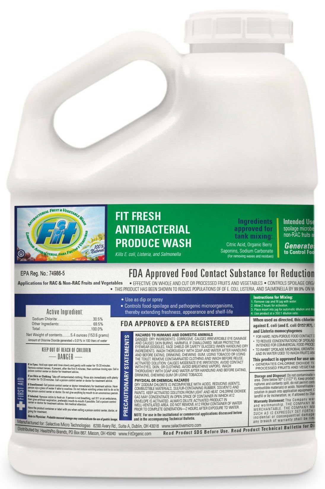 Fit Fruit And Vegetable Antibacterial Produce Wash Liquid, 1 Gallon Bottle -- 4 Per Case