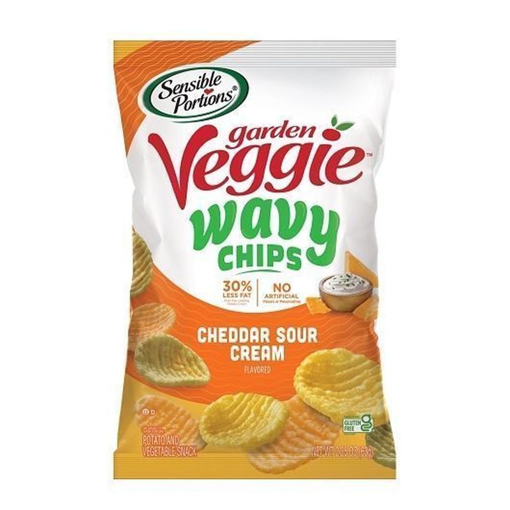 Hain Sensible Portions Cheddar Sour Cream Wavy Chips, 2.25 Ounce -- 6 Per Case