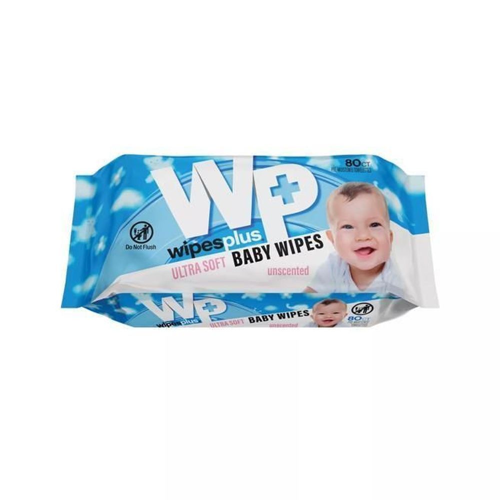 Cfs Brands Wipesplus Unscented Ultra Soft Baby Wipes, 80 Count -- 12 Per Case