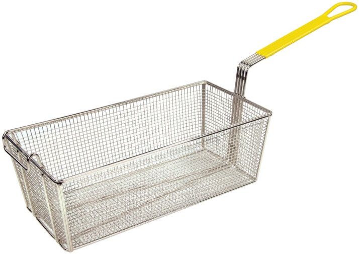Winco Fry Basket With Yellow Handle, 17 X 8.25 X 6 Inch -- 6 Per Case