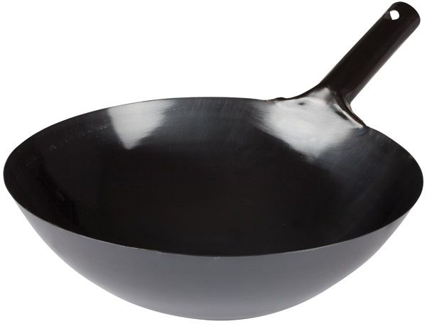 Winco Black Carbon Steel Wok, 14 Inch -- 12 Per Case