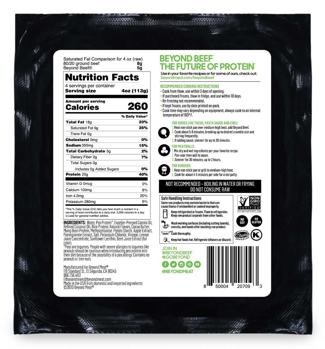 Beyond Meat Beyond Beef Plant Based Ground Beef, 1 Pound -- 12 Per Case