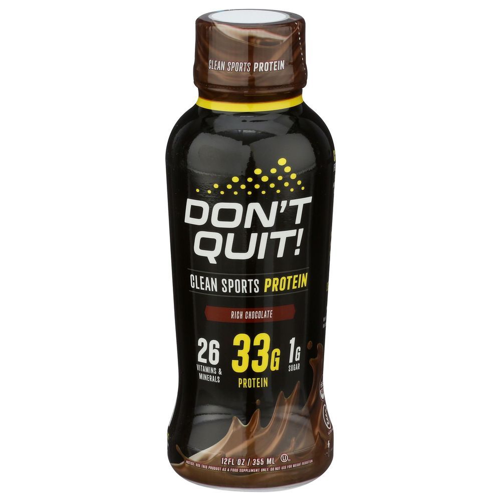 Dont Quit Rich Chocolate Clean Sports Protein Shake, 12 Fluid Ounce -- 12 Per Case
