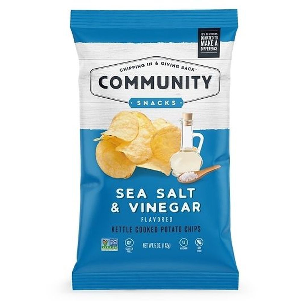Community Snacks Sea Salt And Vinegar Kettle Cooked Potato Chips, 5 Ounce -- 12 Per Case