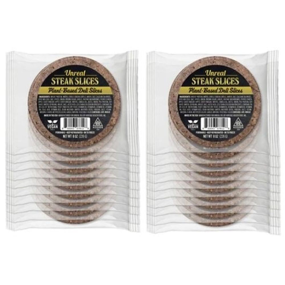 Unreal Deli Steak Slices Plant Based Meat, 8 Ounce -- 20 Per Case