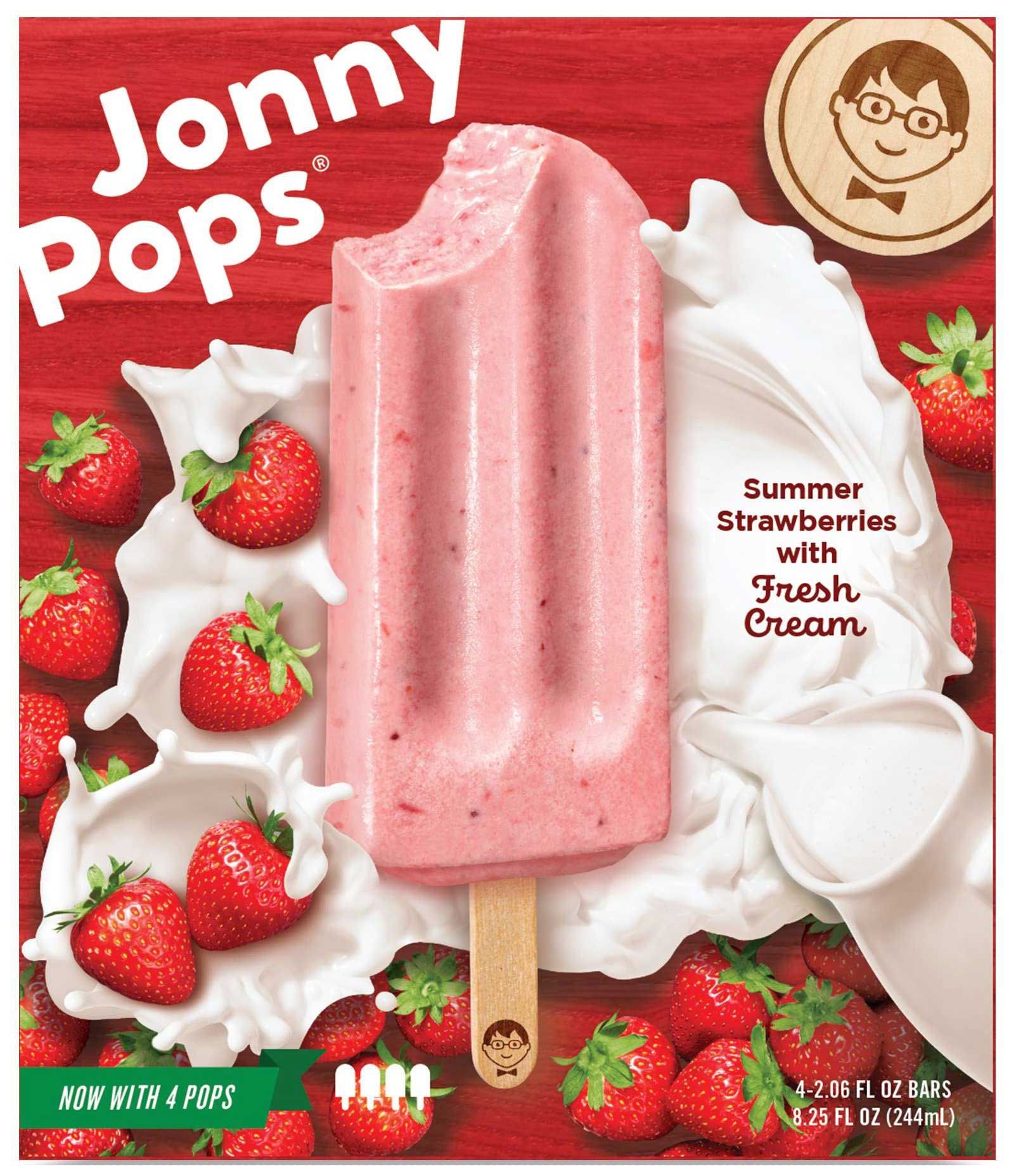 Jonnypops Strawberries And Creme Smoothie Pops, 2.06 Fluid Ounce, 4 Count -- 6 Per Case