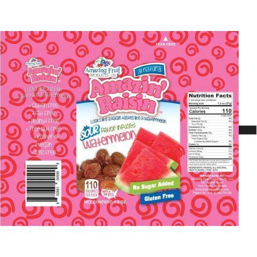Amazin' Raisin Sour Watermelon Flavor Infused Raisin, 1.3 Ounce -- 250 Per Case