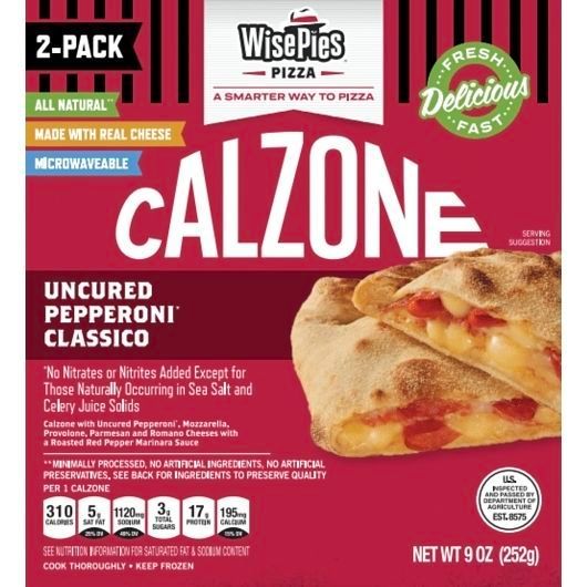 Wisepies Uncured Pepperoni Classico Calzone, 9 Ounce -- 8 Per Case