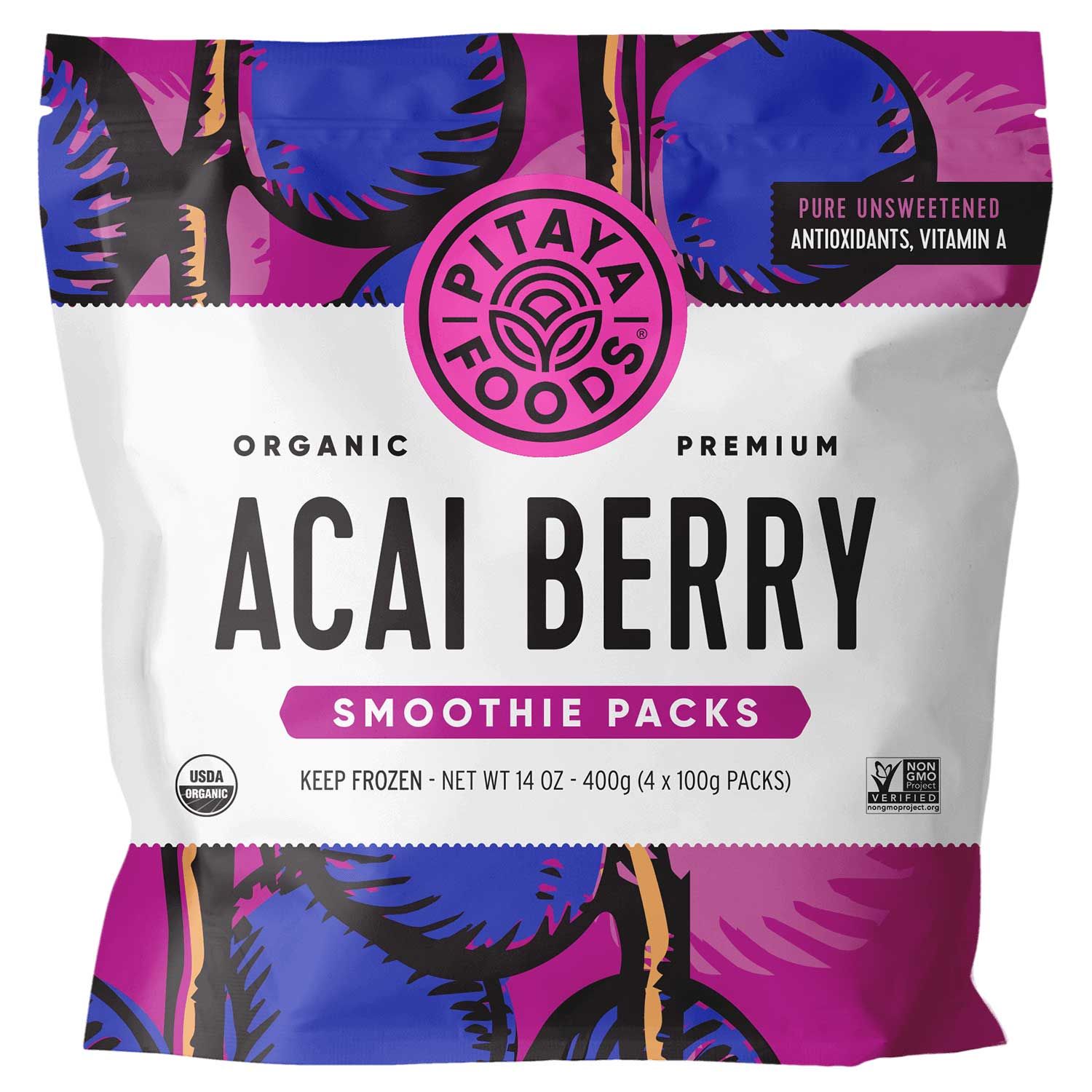 Pitaya Plus Organic Acai Pure Berry Smoothie, 14 Ounce -- 8 Per Case