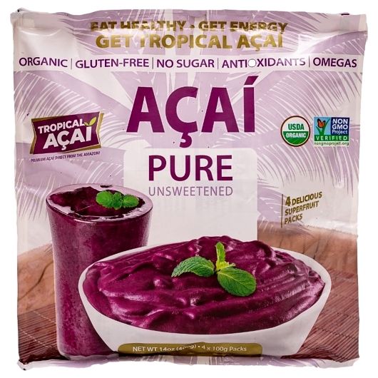 Tropical Acai Organic Pure Unsweetened Acai, 4 Count -- 15 Per Case
