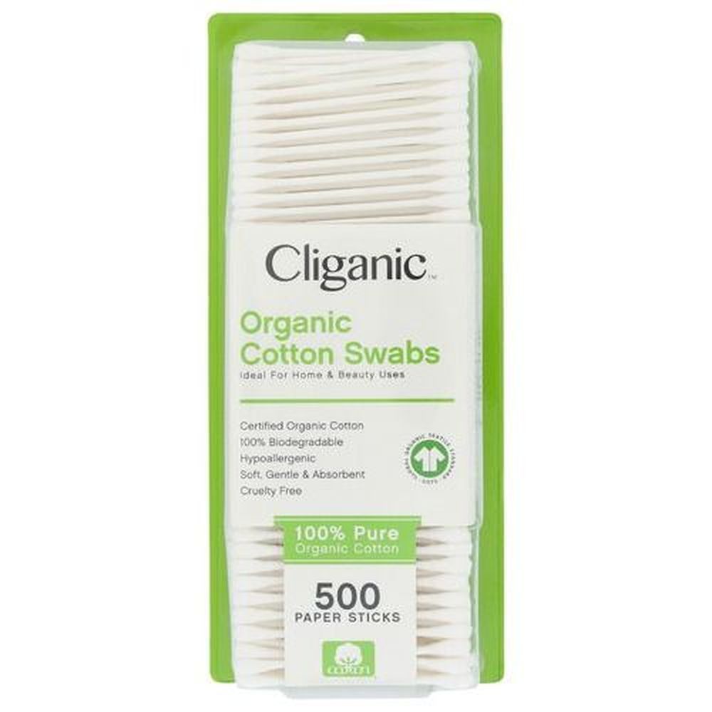 Cliganic Organic Cotton Swabs, 500 Count
