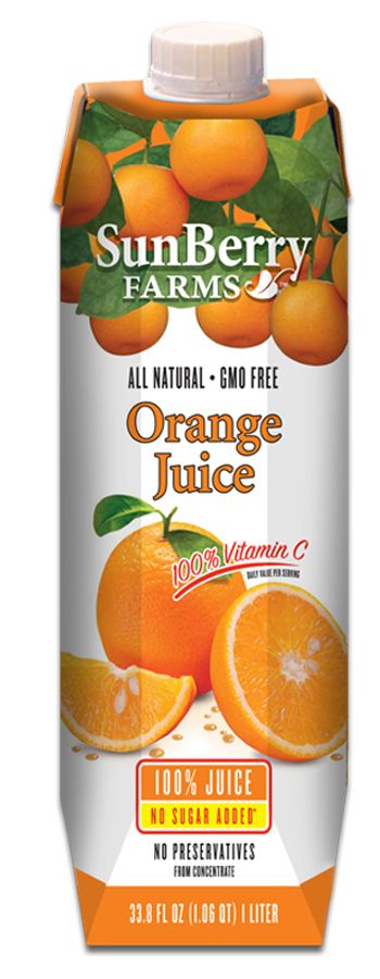 Sunberry Farms 100 Percent Orange Juice, 33.8 Fluid Ounce -- 12 Per Case