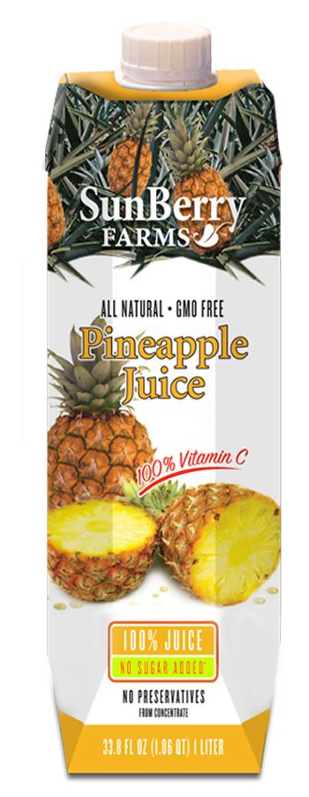 Sunberry Farms 100 Percent Pineapple Juice, 33.8 Fluid Ounce -- 12 Per Case