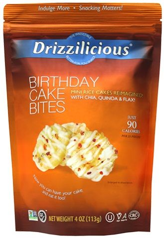 Drizzilicious Mini Rice Crisp Birthday Cake Bites, 4 Ounce -- 6 Per Case