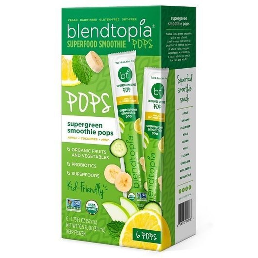 Blendtopia Supergreen Smoothie Pops, 10.5 Ounce -- 8 Per Case