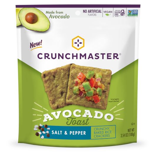 Crunchmaster Salt And Pepper Avocado Toast Rice Crackers, 3.54 Ounce -- 12 Per Case