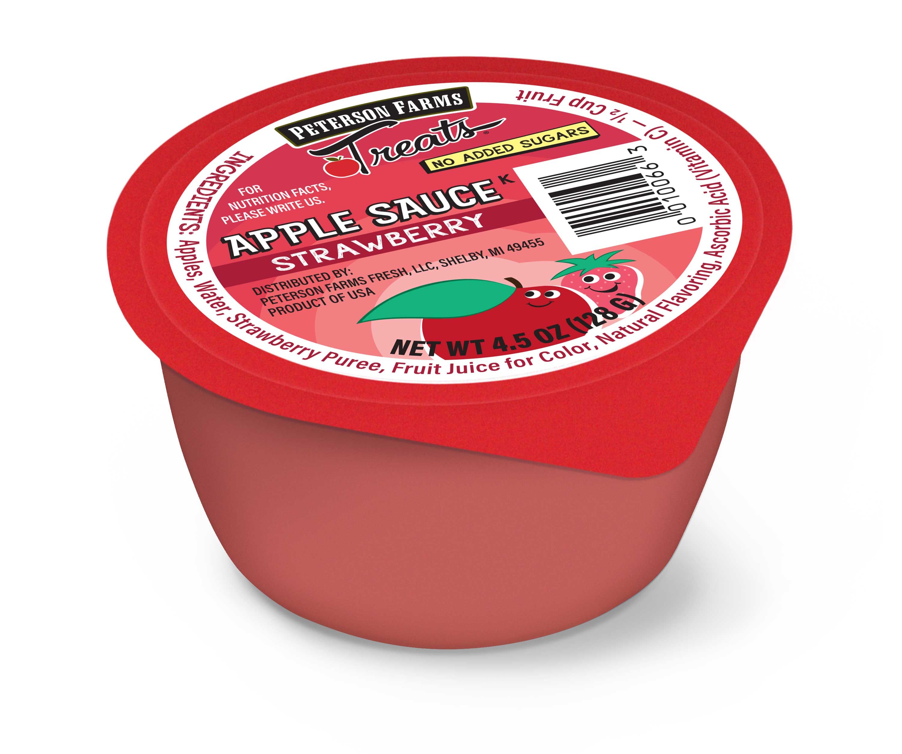 Peterson Farms Applesauce Strawberry Smart Snack Cups, 4.5 Ounce -- 96 Per Case