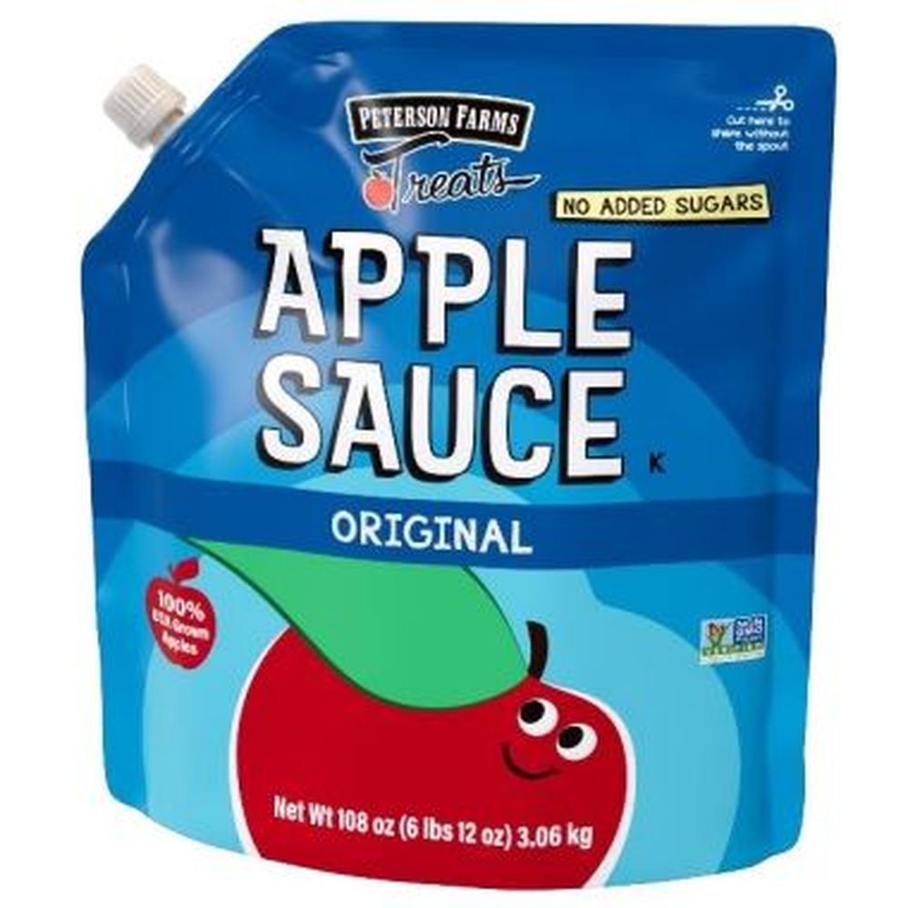 Peterson Farms Treats Unsweetened Original Apple Sauce, 108 Ounce -- 6 Per Case