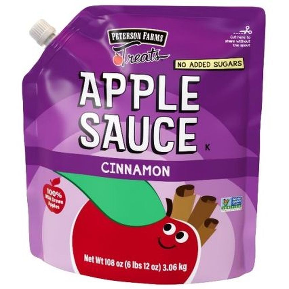 Peterson Farms Treats Unsweetened Cinnamon Apple Sauce, 108 Ounce -- 6 Per Case