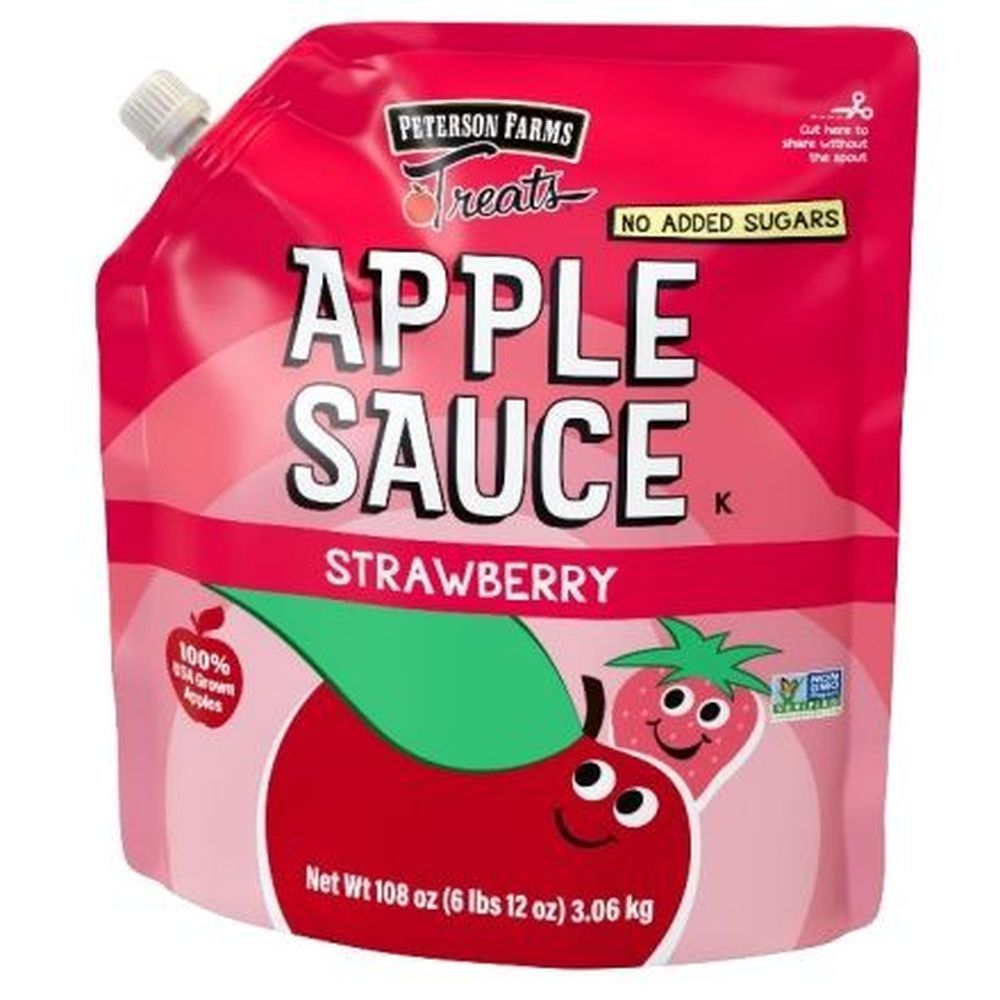 Peterson Farms Treats Unsweetened Strawberry Apple Sauce, 108 Ounce -- 6 Per Case