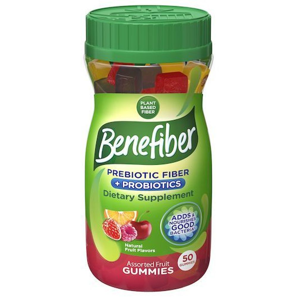 Benefiber Prebiotic Fiber Plus Probiotics Gummies, 50 Count -- 12 Per Case
