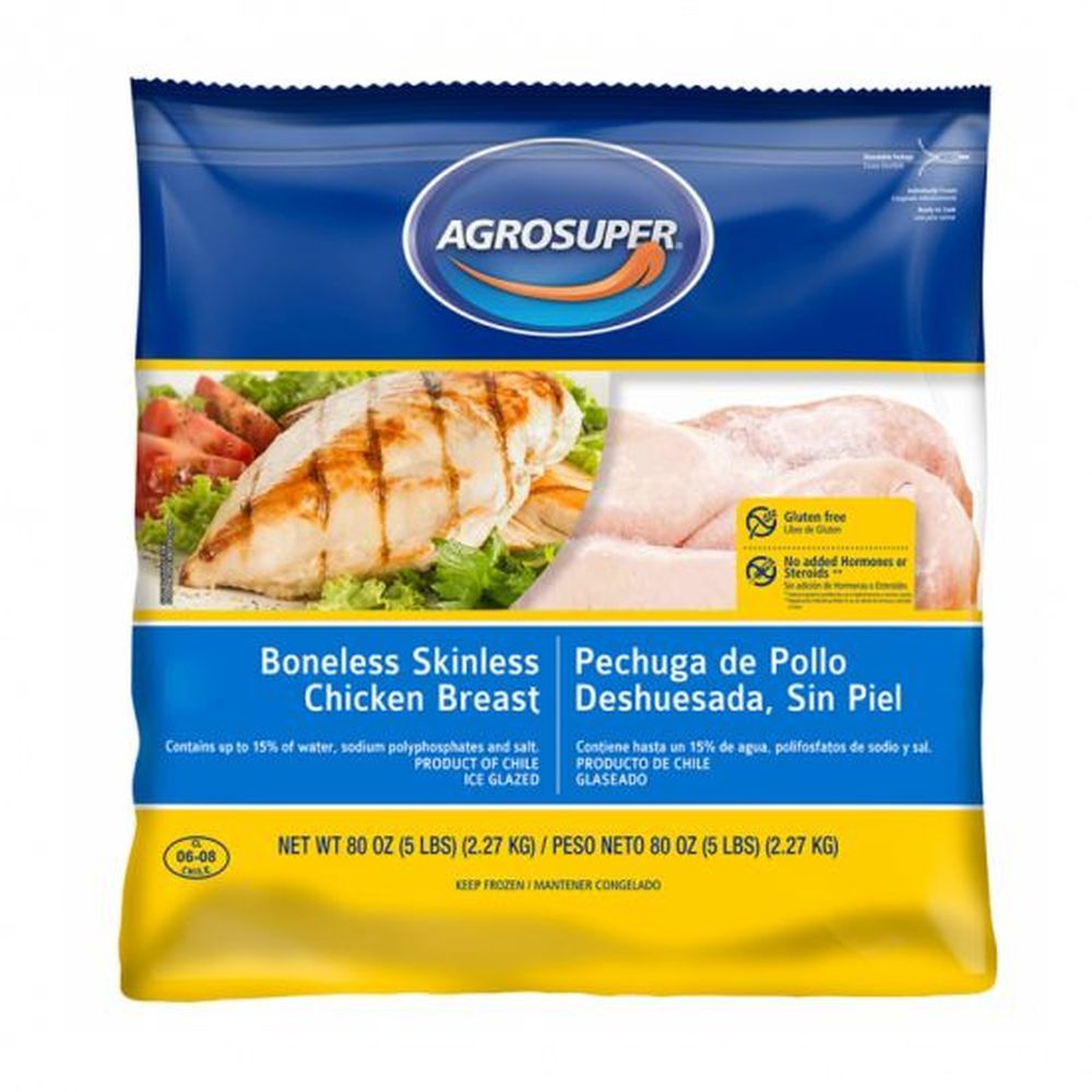 Agrosuper Skinless Boneless Marinated Chicken Breast, 5 Pound -- 8 Per Case