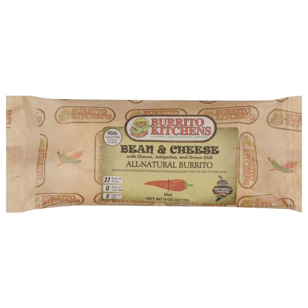 Burrito Kitchens Bean And Cheese Burrito, 8 Ounce -- 12 Per Case