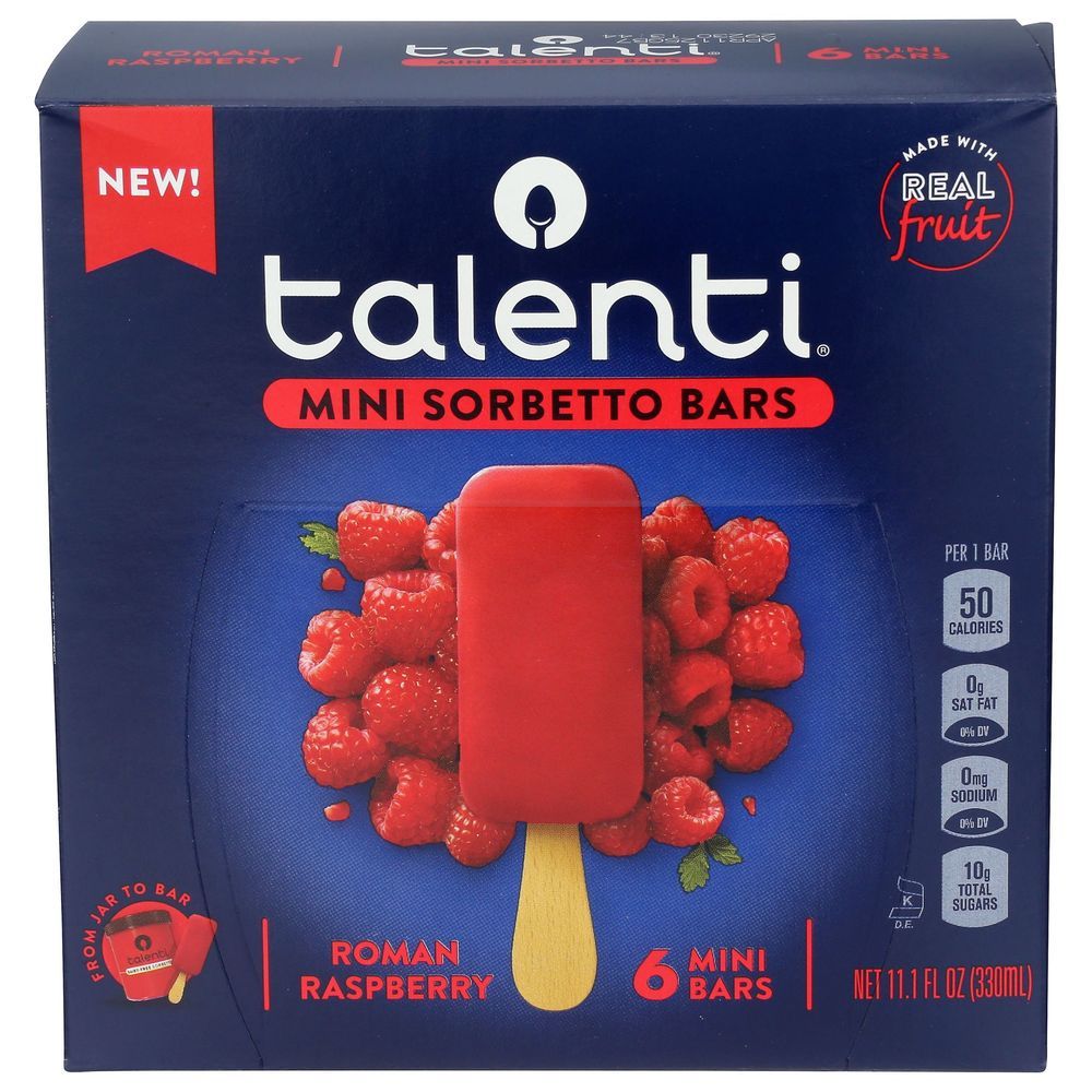 Talenti Mini Roman Raspberry Sorbetto Bar, 11.1 Fluid Ounce -- 36 Per Case