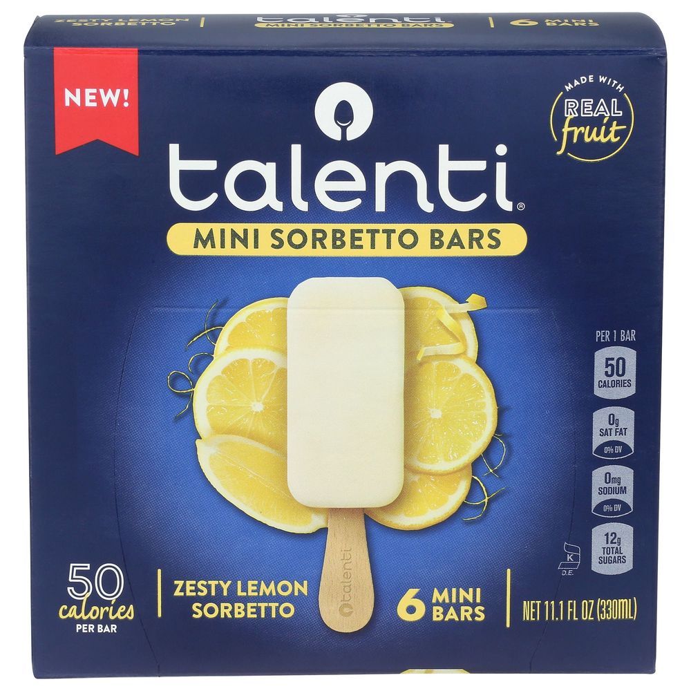 Talenti Mini Zesty Lemon Sorbetto Bar, 11.1 Fluid Ounce -- 6 Per Case