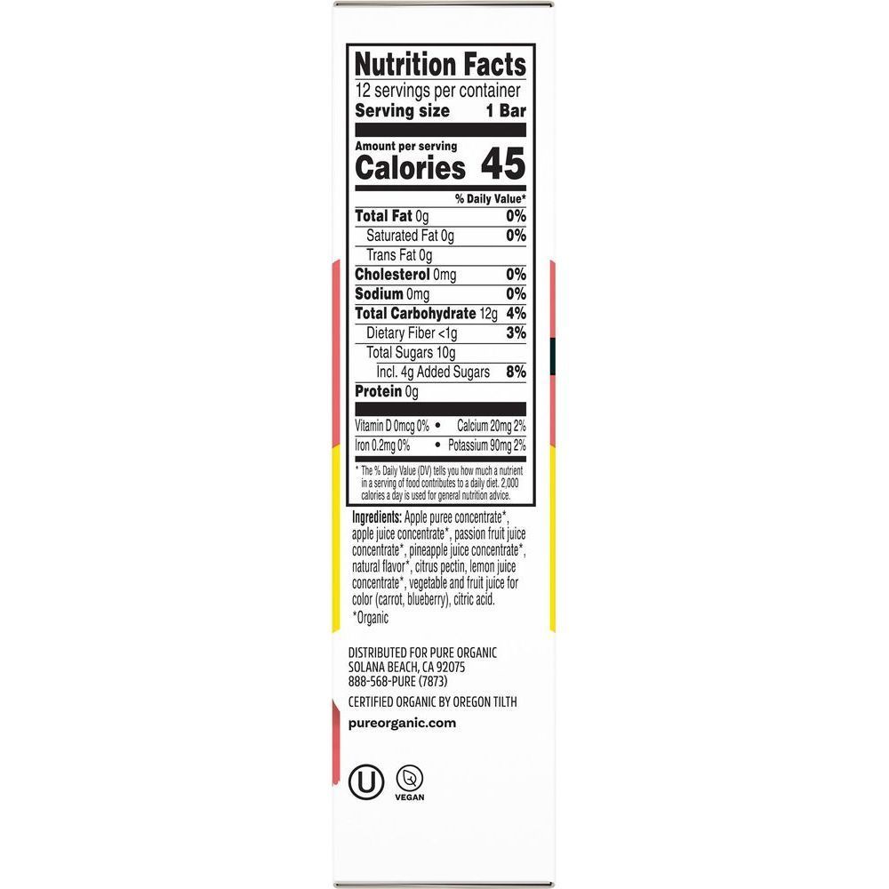 Pure Organic Pineapple Passionfruit Layered Fruit Bar, 6.2 Ounce -- 9 Per Case