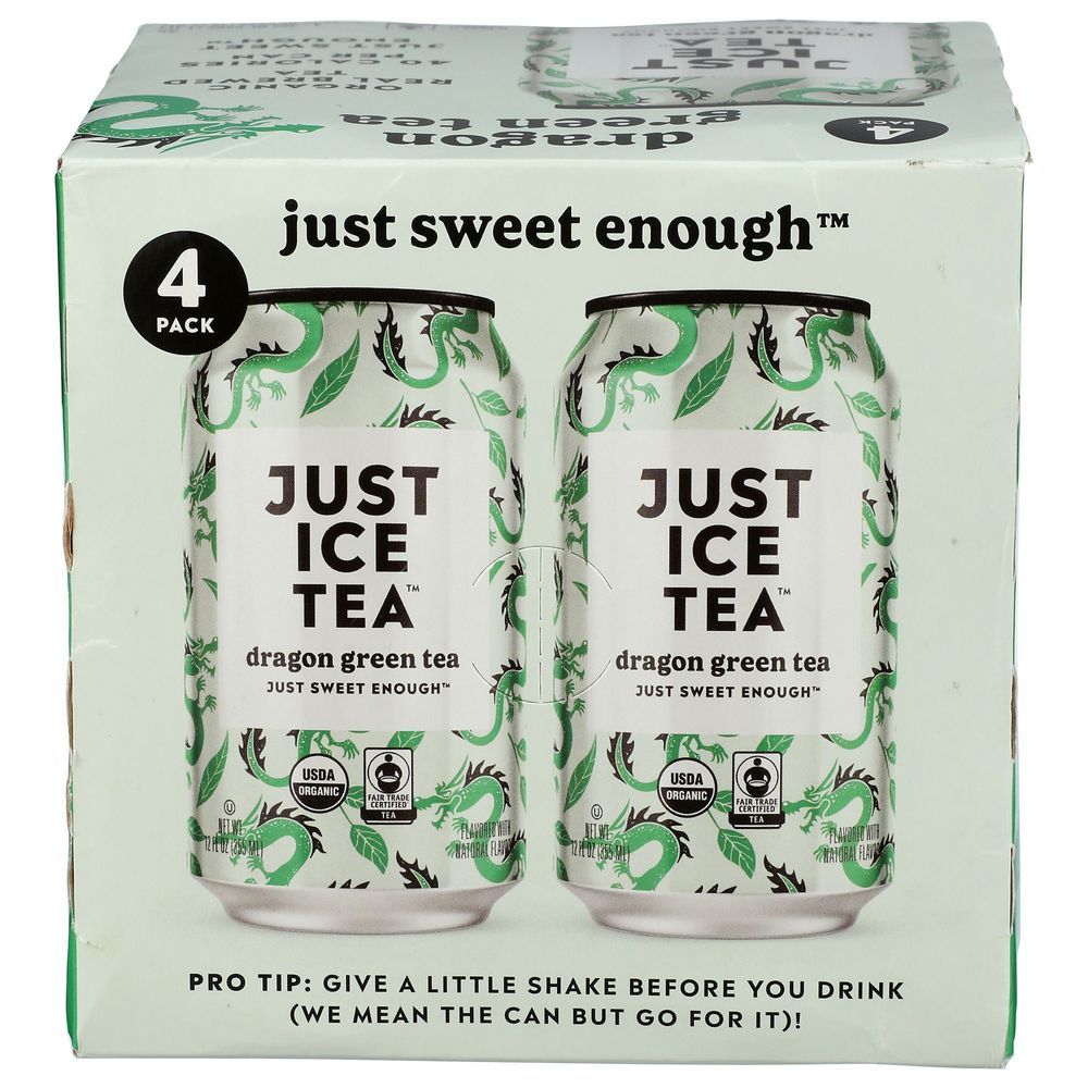 Just Ice Tea Organic Dragon Green Tea, 12 Fluid Ounce -- 24 Per Case